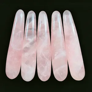 गुलाब क्वार्ट्ज रत्न हीलिंग क्रिस्टल शरीर की मालिश के लिए सीधे की छड़ी dildo के महिलाओं