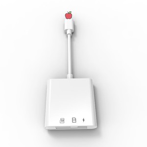 <span class=keywords><strong>Adaptateur</strong></span> de carte mémoire SD/TF haute vitesse compatible avec les iPhones/iPads, pour connexion, matériau ABS - Polyvalent trois-en-un - Product Image 5