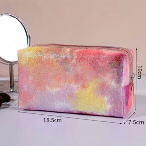 Bolsa de Maquillaje Impermeable de Piel Sintética PU para Mujer, Estilo Tie Dye, Bolsa de Cosméticos Portátil para Viaje - Product Image 4
