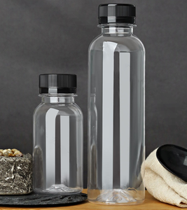 Bouteille en <span class=keywords><strong>plastique</strong></span> PET transparente de 150 ml, 500 ml, 1 L pour boissons froides, café, jus, avec couvercle et bouchon à vis - Product Image 4