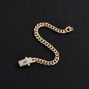 Bracciale Monaco Hip-Hop in Rame di Alta Qualità Placcato Oro 14k, Gioielli alla Moda per Uomo e Donna - Product Image 5