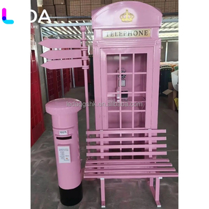 Cabina Telefónica LEDA de Londres, de Hierro, Estilo Antiguo, Color Rosa Floral, en Oferta, Nueva Decoración Artística para el Hogar y Fiestas de Boda - Product Image 3