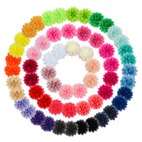 2026 Fleurs en mousseline et tulle de 10 cm rose vif - Tête de fleur double en maille pour serre-têtes et coiffures DIY