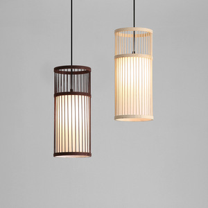 Bamboo Woven Pendant Lamp Round <b>Led</b> <b>Light</b> Home Decor Zen Style <b>Tea</b> Room Lighting Fixture Single Head Chandelier - Product Image 2