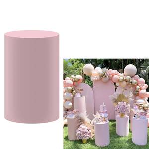 Présentoir cylindrique rose élégant en fer, socle pour gâteau de mariage, piliers de présentation de desserts, toile de fond pour événements et décorations de fêtes de mariage - Product Image 2