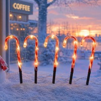 Lumières solaires de Noël en forme de canne à sucre pour allée, étanches, à piquer, pour jardin, cour, arbre, décoration étoile, blanc chaud