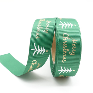Colorido barato huellas árbol de Navidad tejer grogrén (ligamento tafetán <span class=keywords><strong>cinta</strong></span> para celebrar la Navidad - Product Image 1