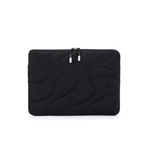 Housse de protection matelassée en polyester à vagues douces et moelleuses de 14 pouces avec fermeture éclair, sac de transport décontracté pour ordinateur portable pour le bureau/l'école. - Product Image 2