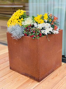 Outdoor <b>Box</b> <b>Planters</b> Cube <b>Planter</b> Corten Steel <b>Planter</b> Corner Metal Garden <b>Box</b> - Product Image 4