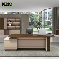 Bureau de direction moderne en forme de L KENO avec armoire de rangement 2200x2000mm en MDF, table de patron de bureau |   Meubles de bureau en gros