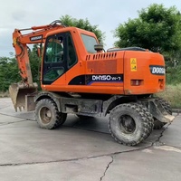 Excavatrice sur pneus Doosan DH150W-7 de 15 tonnes avec moteur Cummins, engrenages, pompe et composants essentiels d'occasion à vendre