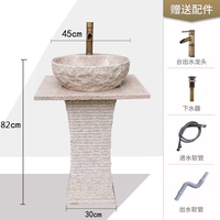 Lavabo sur pied moderne en granit poli avec finition imperméable pour la décoration des salles de bain à domicile et dans les hôtels
