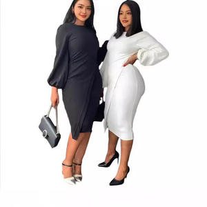 Para Sehe Vintage <span class=keywords><strong>mujer</strong></span> vestido Midi de manga larga <span class=keywords><strong>cuello</strong></span> de lazo Otoño Invierno Slim Fit <span class=keywords><strong>camiseta</strong></span> elegante vestido de fiesta de noche de talla grande - Product Image 3