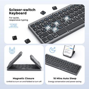 Rechargeable folding <b>keyboard</b> wireless <b>keyboard</b> portable pocket size foldable bluetooth <b>keyboard</b> with numpad - Product Image 6