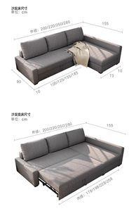 Bông lanh chuyển đổi góc Sofa giường đa chức năng freeton phong cách hiện đại nhỏ phòng khách lưu trữ kéo ra Bàn cà phê - Product Image 6