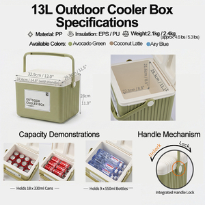 Glacière portable 13L en plastique rigide avec logo personnalisé, cadeau promotionnel d'entreprise pour activités de plein air, <span class=keywords><strong>plage</strong></span>, camping, bière - Product Image 3