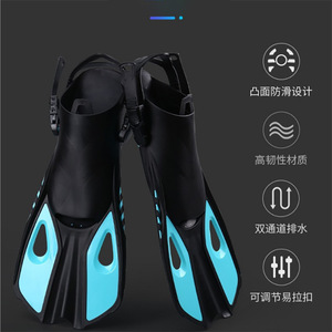 Adult Snorkeling 3-Piece Set Fins Mask Snorkel Anti-Fog Tempered Glass Diving Gear Blue Black - Product Image 4