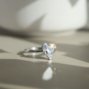 LZR40 Anillo de oro ajustable 925 Plata Corte de corazón Solitario 8A Zirconia cúbica CZ Anillo de compromiso de boda Anillo de compromiso para mujer - Product Image 4