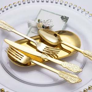 Hermosos cubiertos desechables a granel Elegantes cubiertos de plástico dorado Tenedores Cuchillo Cucharas para eventos de catering - Product Image 5