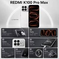 REDMI K100 Pro Max 2026 Nouveau Smartphone Original 5G Snapdragon 8 Elite Écran 6,9 pouces 185Hz Caméra 200MP Téléphone de Jeu Android MI