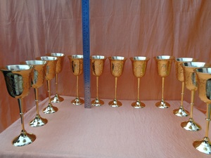 Antique Look Brass <b>Wine</b> <b>Goblet</b> Engraved Handmade Chalice Vintage Metal Drinking Cup Classic Barware Wedding Gift Tableware - Product Image 5