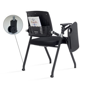 Silla Plegable Apilable de Malla Negra Moderna con Tablero de Escritura para Uso Comercial en Hoteles y Escuelas - Product Image 1