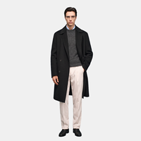Manteau décontracté chic pour homme en laine double face 100% laine, col rabattu, double boutonnage