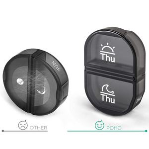 Pastillero Semanal de 7 Días con 14 Compartimentos, Negro, Organizador de Pastillas, Portátil, de Plástico, con Compartimentos para Día y Noche, Venta al por Mayor - Product Image 3