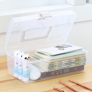 Plastic Storage <b>Box</b> Rectangle Transparent Portable With Handle For Desktop Organizing <b>Small</b> Items Medicine Cabinet Use - Product Image 2