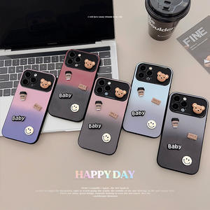 เคสโทรศัพท์ลายหมี 3 มิติ สีไล่ระดับ หน้าต่างเลนส์ขนาดใหญ่ วัสดุ TPU แบบด้าน สำหรับ <span class=keywords><strong>iPhone</strong></span> 16 15 14 13 12 <span class=keywords><strong>11</strong></span> <span class=keywords><strong>Pro</strong></span> <span class=keywords><strong>Max</strong></span> Plus - Product Image 2