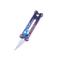 Couteau utilitaire miniature en titane Damas MecArmy EK12, outil multifonction tactique, lame en acier inoxydable, léger