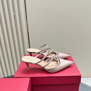 Mules pointues d'été en cuir véritable pour femme – Imperméables, respirantes, confortables, à talon haut, pour l'extérieur, toutes saisons - Product Image 3