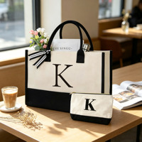 Sac fourre-tout pratique avec impression personnalisée des initiales, cadeau pour maman, professeur, sœur, à utiliser au quotidien avec des poches zippées