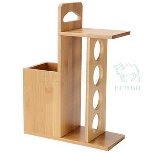 Support à épices en bambou Support de rangement pour ustensiles Étagère d'organisation de comptoir multifonctionnelle - Product Image 4