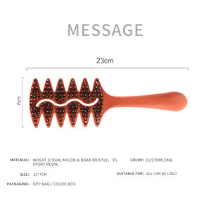 Brosse à cheveux démêlante professionnelle pour tous les types de cheveux, manche en paille de blé écologique, poils en nylon, brosse à cheveux ventilée - Product Image 4