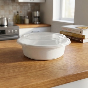 Hacamy PP Plastic Round Meal Prep <b>Containers</b> with Airtight Lids, Stackable Microwave Safe Food Boxes - Product Image 1
