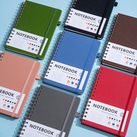 Carnet à spirales personnalisé en cuir PU avec fermeture élastique et attache pour stylo, reliure Wire-o, journal avec logo pour le bureau, l'école, vente en gros OEM