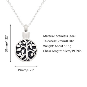 Gioielli commemorativi personalizzati di alta qualità per ceneri collana con urna albero della vita in acciaio inossidabile placcato oro Non appannato - Product Image 2