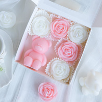 Set Lilin Aroma Mawar Cantik untuk Hari Valentine & Hadiah Liburan, Lilin Aromaterapi dari Lilin Kedelai Non-Toksik untuk Wanita & Teman