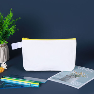 Tùy chỉnh in Dây Kéo Túi vải nhỏ Du Lịch Túi bút trắng Đồng bằng vải cotton Tự Làm Thủ Công quà tặng bút chì Trường hợp với xử lý - Product Image 5