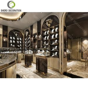 Meubles de magasin de bijoux de luxe sur mesure, comptoir d'exposition en verre courbé haut de gamme, comptoir d'exposition pour bijouterie. - Product Image 5