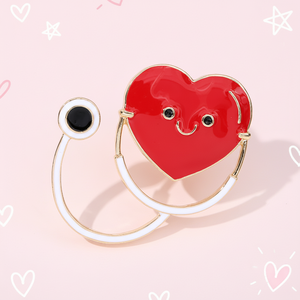 Nouvelle Broche en Alliage de Zinc en Forme de Cœur Rouge avec Symbole Médical Créatif, Stéthoscope, Cadeaux pour Infirmières, Médecins, Étudiants en Médecine - Product Image 1