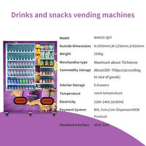 Máquina expendedora combinada más nueva de <span class=keywords><strong>AFEN</strong></span> para bebidas gaseosas, alimentos y aperitivos, máquina expendedora - Product Image 2