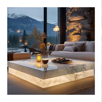 Table Basse Carrée en Marbre Moderne, Pierre Naturelle, Expédition Immédiate, Taille Personnalisée Disponible, Design Contemporain