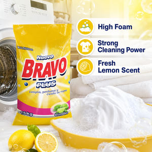 Haute qualité BRAVO 15Kg détergent à lessive en poudre fort parfum <span class=keywords><strong>bleu</strong></span> poudre savon pour laver les Offre Spéciale pour l'Amérique du Sud - Product Image 3