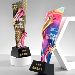 جائزة مخصصة للنجوم الكريستال والزجاج جوائز الموظفين السنوية تقدير الأعمال الهدايا التذكارية لوحة - Product Image 4