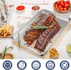 Loyang <span class=keywords><strong>Stainless</strong></span> <span class=keywords><strong>Steel</strong></span> 304 Loyang Oven Nampan Logam Nampan Kue <span class=keywords><strong>Stainless</strong></span> <span class=keywords><strong>Steel</strong></span> Nampan Persegi Panjang - Product Image 3