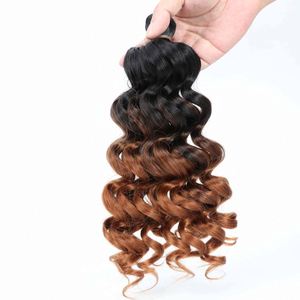 Extensions de cheveux synthétiques bouclés italiens en gros, 12 pouces, pré-étirées, tissage double machine, style français lâche noir - Product Image 3