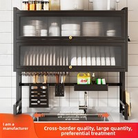 Égouttoir de cuisine double couche en acier avec étagère et support pour couverts/baguettes, organisateur d'évier pour assiettes et vaisselle