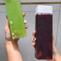Bouteilles carrées en PET vides de 300 ml, 400 ml, 500 ml avec paille, contenants transparents en plastique de 16 oz pour jus, sodas, thé, smoothies et café
